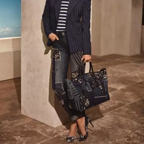 Ralph Lauren Spring 2021 Collection Hand Painted Denim Celia Pump - Picture 11 of 16